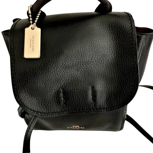 COACH Black Pebbled Leather Derby Backpack F1821 F59819 Daypack - Image 3