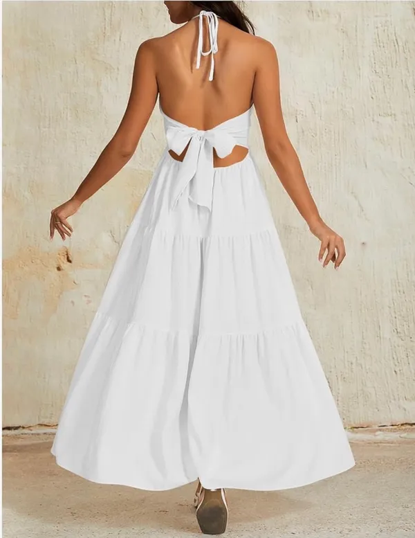 White Flowy Dress Size L - Image 2