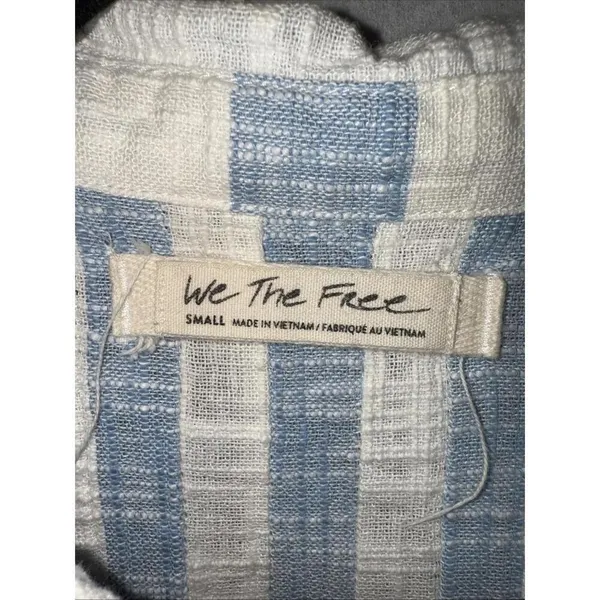 We the Free Classic Boho‎ Beach Gauze Cropped Fringe Striped Button Blouse Small - Image 8