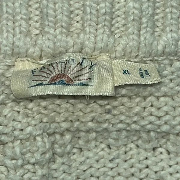 Faherty Women's Organic Cotton Ivory Striped Cropped Sailor Collar Sweater XL - Image 3