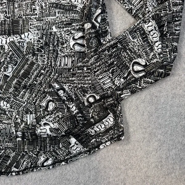Lululemon Women's 6 Rise and Run Long Sleeve Top Tear it Up Alpine White Black - Image 2