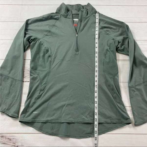 Nike Womens Green Fit Dry 1/4 Zip Long Sleeves Activewear PulloverSize L (12-14) - Image 7