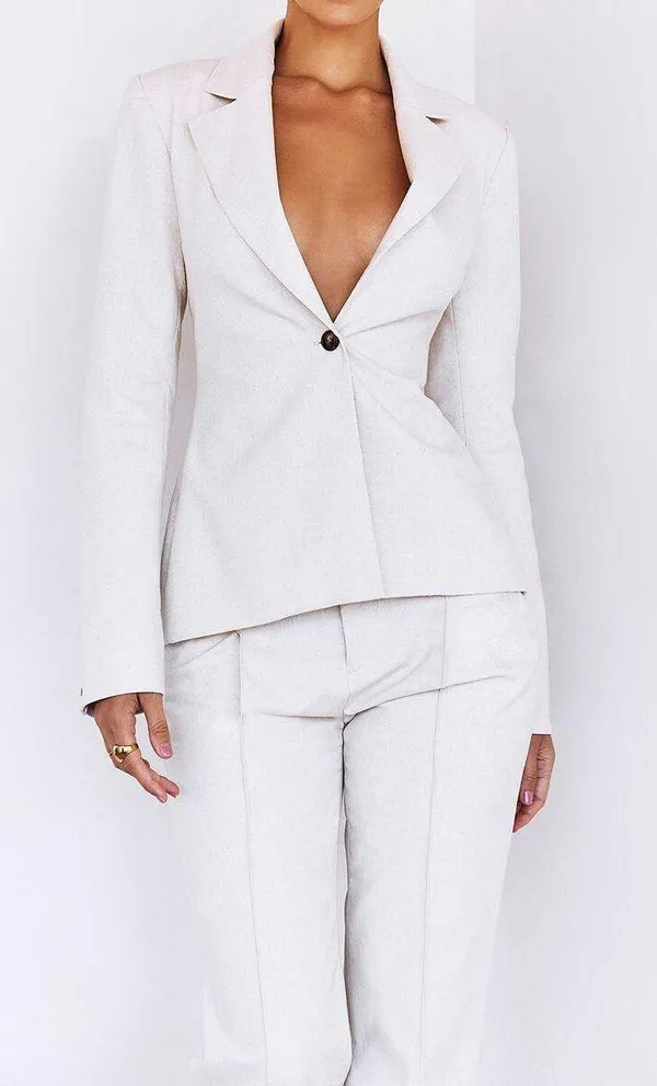 House Of CB Being White Open Back Lace Up Suit blazer Jacket Top Blouse Shirt - Image 6
