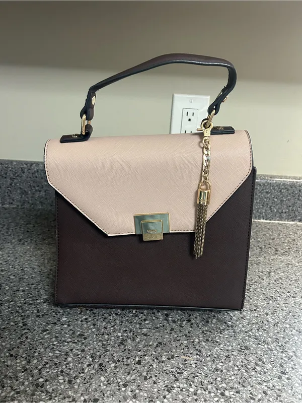 Vintage Dune London Two-Tone Top Handle Satchel in Cream I and Plum - Image 2