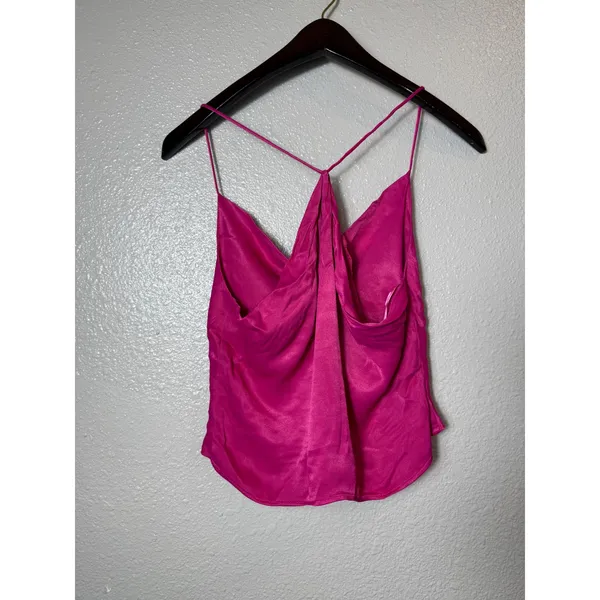 Zara Pink Satin Cowl Neck Camisole Top XS - Image 2