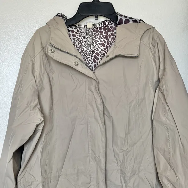 Free Country Women's Jacket Rain Hooded Beige Canvas Trench Gorpcore Sz Medium - Image 6