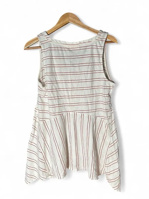 Maeve Anthropologie Cotton Tunic Tank Blouse Striped Peplum Swing Rust Coastal M - Image 5