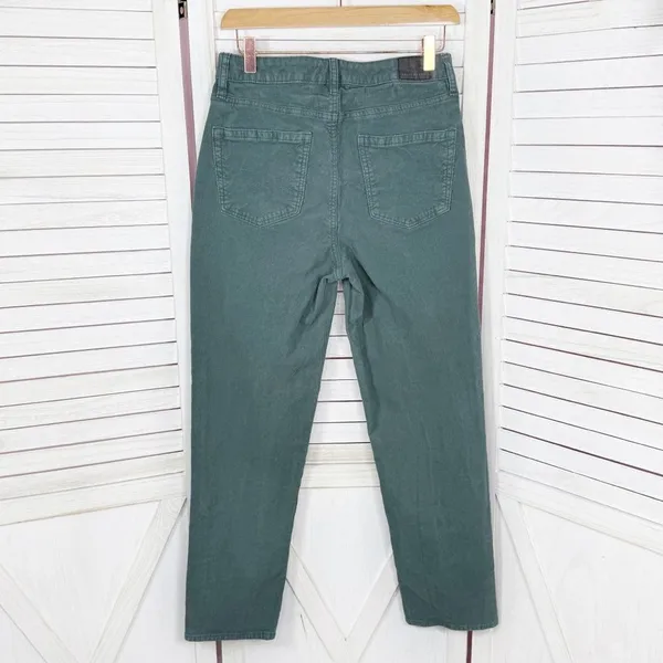 American Eagle Corduroy‎ Crop Pants Mom Straight Jean Teal Green 4 Y2K Twee - Image 4