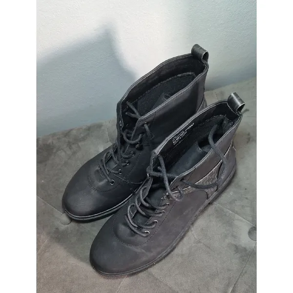 Y2K Boots London Fog Black Lace-Up Combat Boots Biker Gorpcore 10M - Image 3