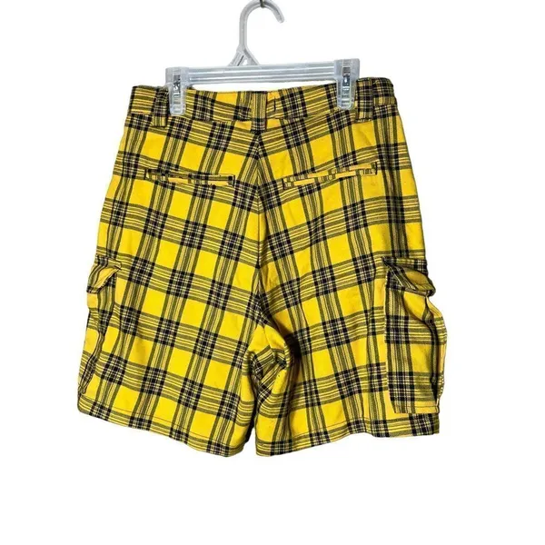 Hot Topic Yellow Plaid Cargo Bermuda Shorts‎ - Image 5
