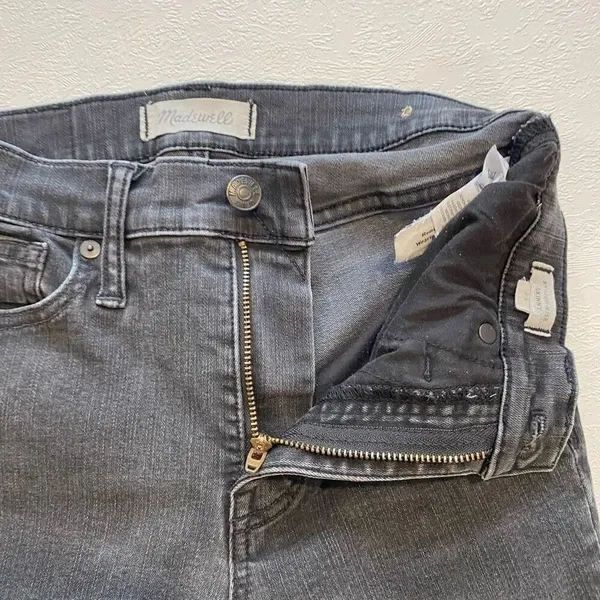 Madewell Black Skinny Jeans Distressed Raw Hem Stretch Denim - Image 10
