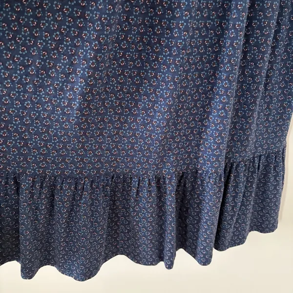 Boden Buttoned Jersey Midi Dress Navy Diamond Bud Tiered Cottagecore Size 8P - Image 9