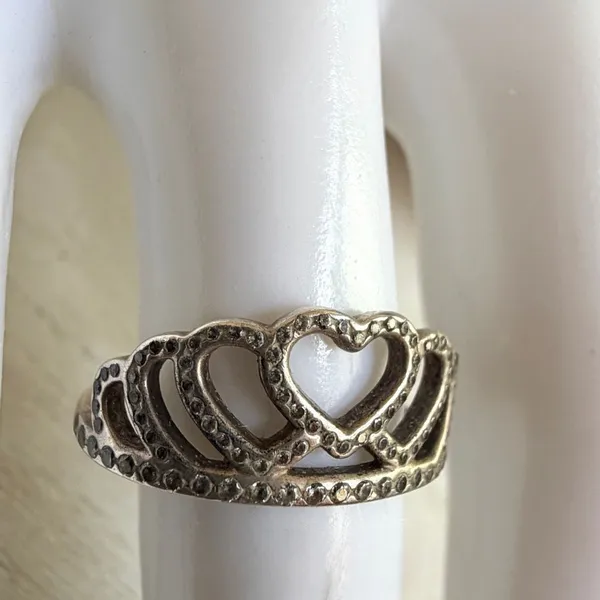 Pandora Sterling Silver Hearts Tiara Ring S925 ALE - Image 3