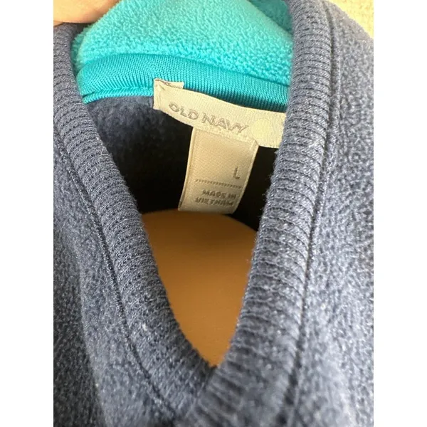Old Navy Large Vest Sleeveless Fleece Blue Womens 2009 Full Zip Top Mock‎ Neck - Image 9