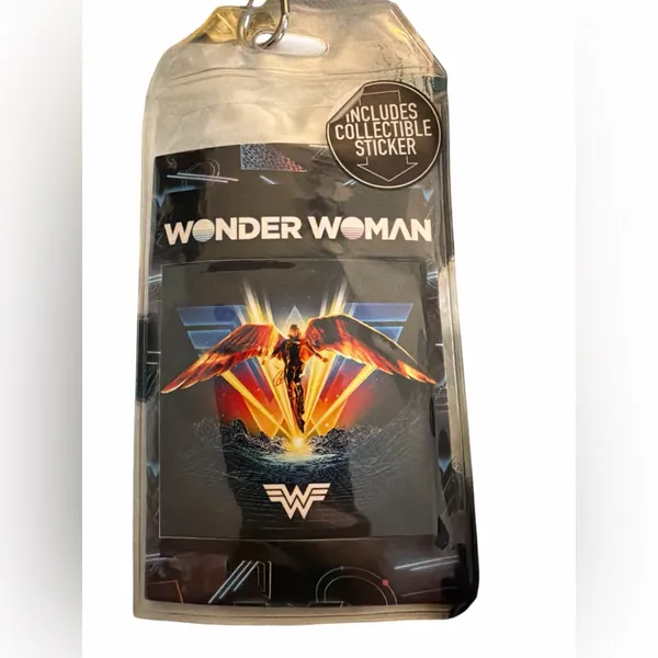 Wonder Woman Lanyard Badge Holder with Charm - Black New - Image 2