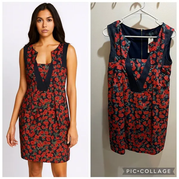 Anthropologie NWT Small Vintage Red Floral Poppy Dress Chic Coquette Dainty - Image 2
