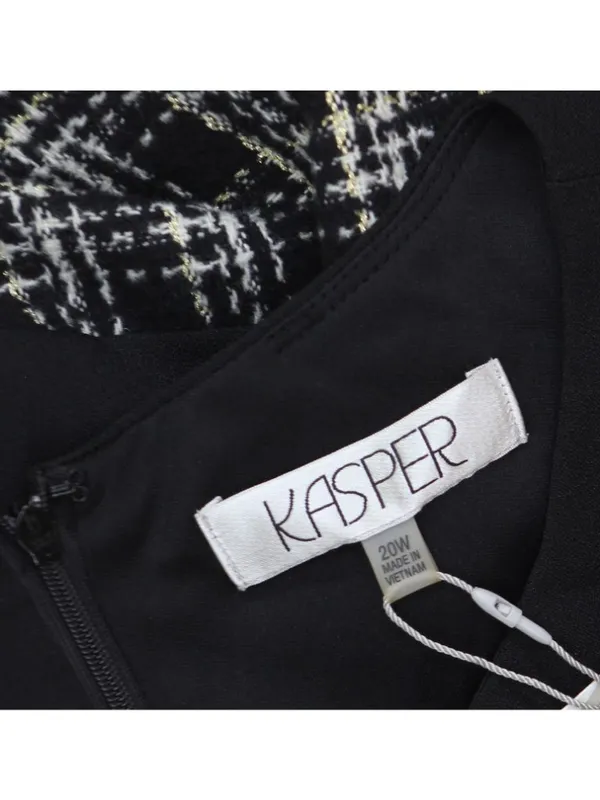 NWT Kasper Sheath Dress with Tweed Skirt 10916487 Black Multi 20W - Image 5