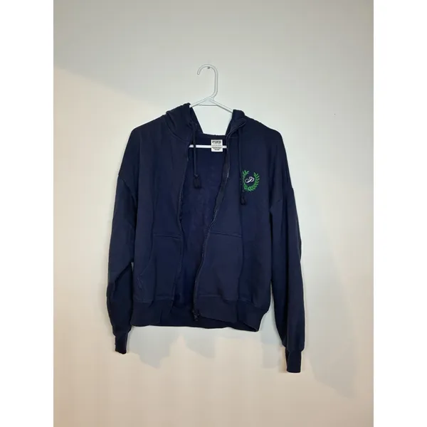 Victoria's Secret Blue Graphic Print Full Zip Hooded Jacket Oversized XS - Image 2