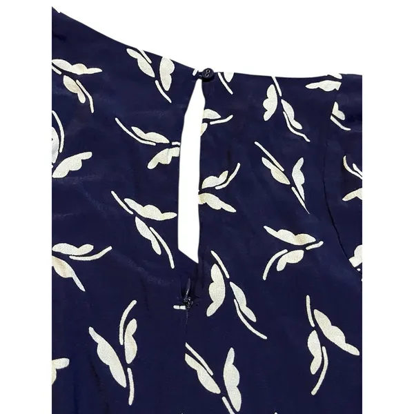 Maeve Anthropologie Navy Blue White Fern Print Sweetheart Mini Dress XS - Image 12