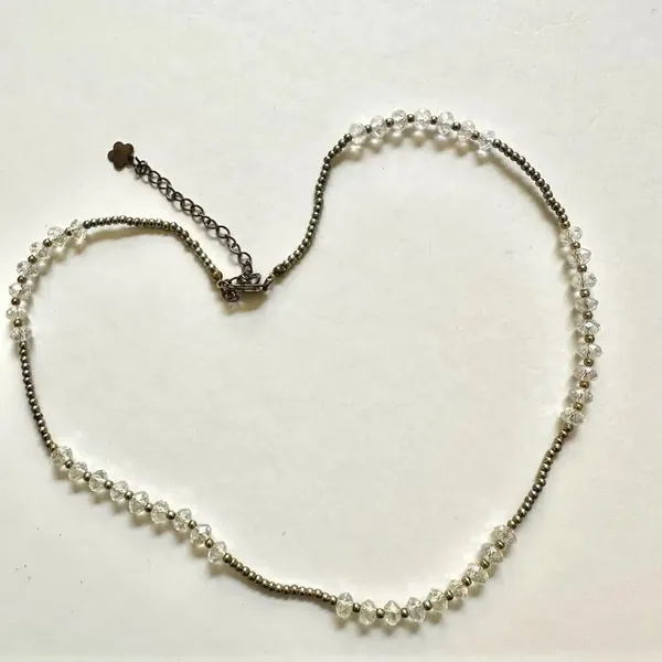 Silver tone clear crystal beaded necklace - Image 3