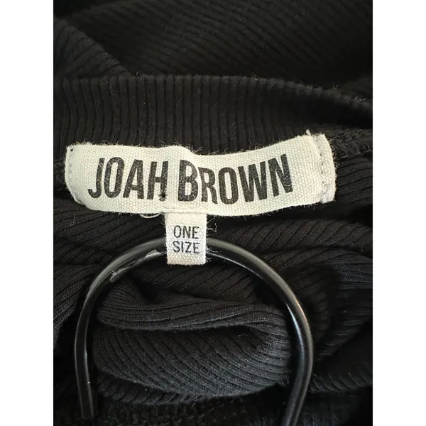 Joah Brown Black Ribbed Long Sleeve Slouchy‎ Top One Size OS - Image 7