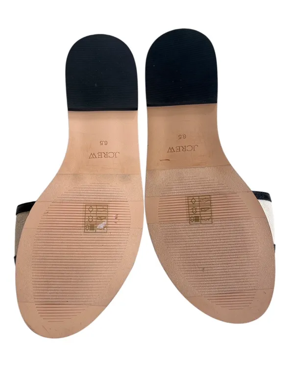 Like New J. Crew Georgina Leather / Canvas Sandals Black Ivory Size 6.5 - Image 7