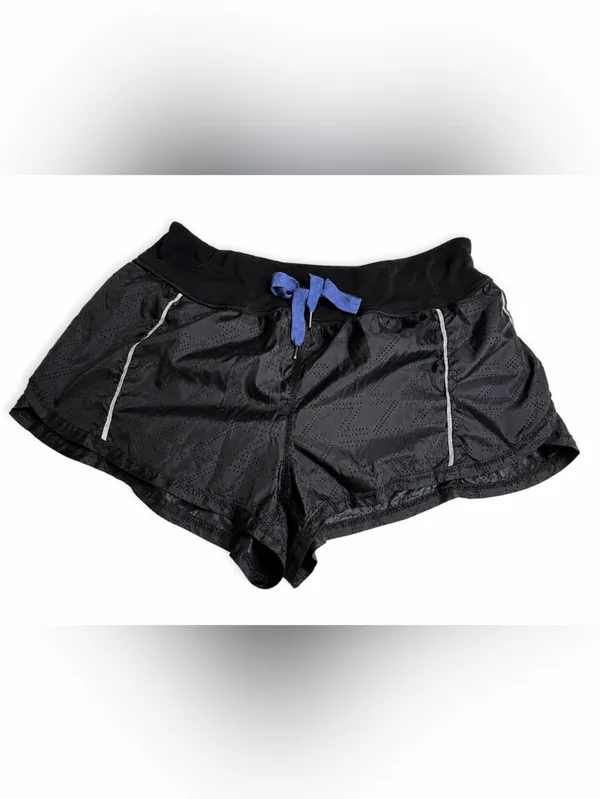 Zella Women’s Running Shorts Size L Black Perforated Lined Athletic Drawstring - Image 2