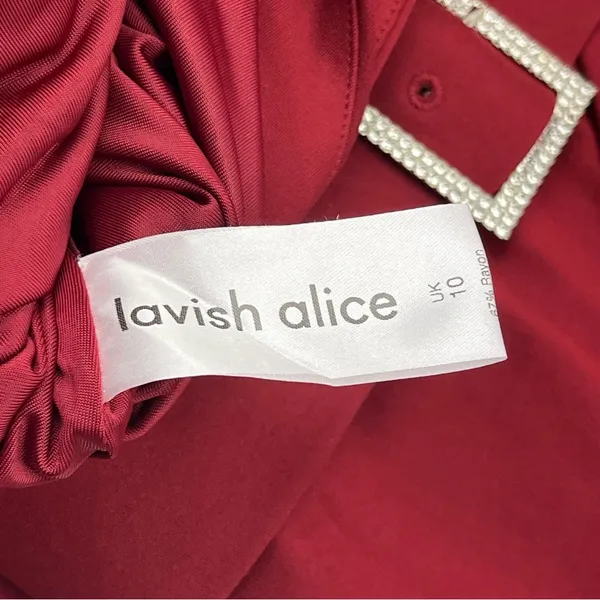 Lavish Alice Ruby Long‎ Sleeve Ponte Midi Dress Burgundy Womens US Size 6 NEW - Image 6