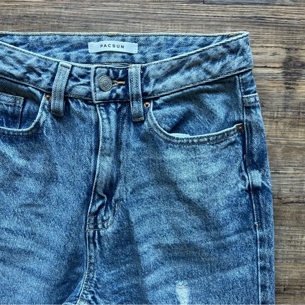 Pacsun Womens 90’s Boyfriend Denim Ripped Distressed Jeans Sz 24 Light Wash Blue - Image 2