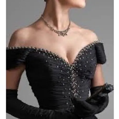 Jovani New York Black Off Shoulder Ruched Rhinestone Embellished Gown Size 14 - Image 5