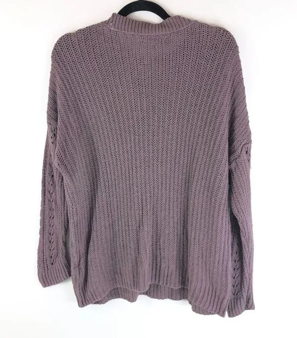 American Eagle Women's Sweater Knitted Long Sleeve Crew Neck Pullover Purple S - Image 3