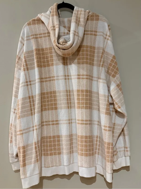 Aerie Oversized Plaid Fleece Hoodie - Image 3