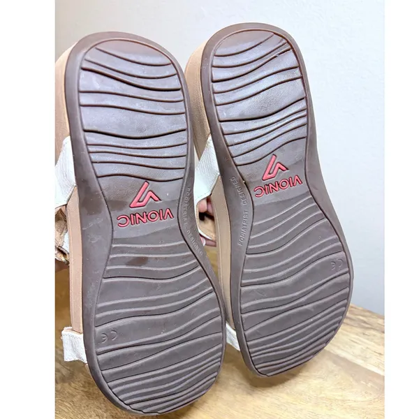 Vionic Ellie White Snake Embossed T-Strap Wedge Orthotic Sandals 7 - Image 6