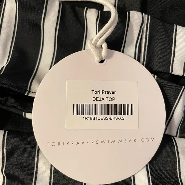 Tori Praver‎ Deja Striped Bikini XS Swimsuit Black White Top - Image 5