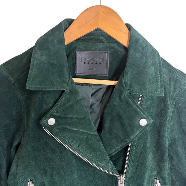 Blank NYC Suede Moto Jacket Forest Green Leather Biker 73K-9592NO Small - Image 2