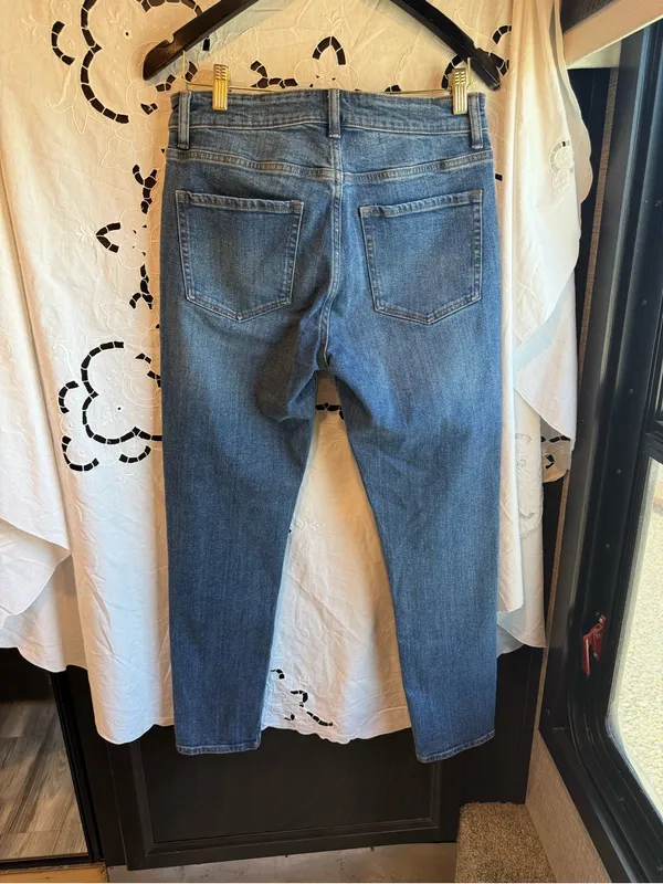 Quince Organic Cotton Slim Straight Jeans 30x30 Mid Rise Stretch Blue - Image 3