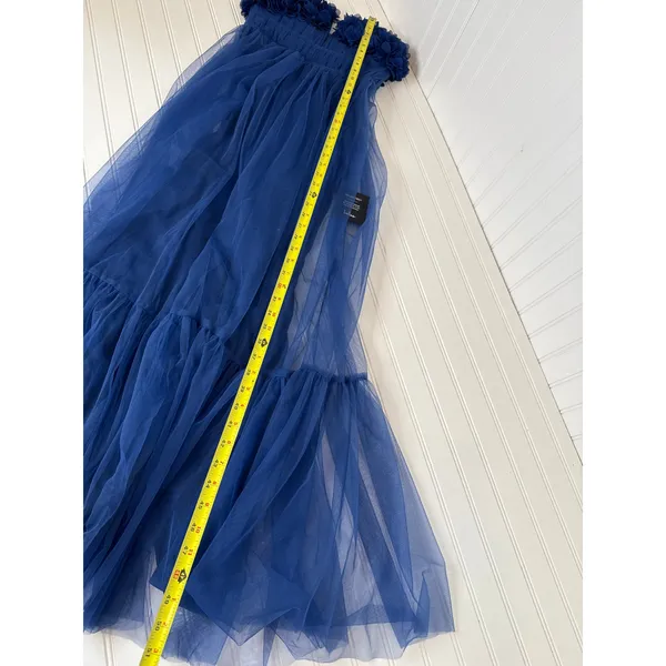 NWT Lulus Chic Spectacle Navy 3D Applique Strapless Maxi Dress Strapless Size S - Image 7