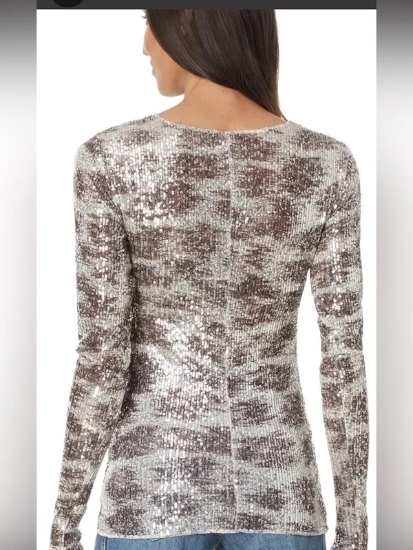 Free People gold rush long sleeve sequins top large NWT - Image 15