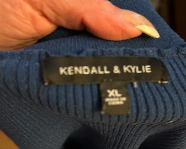 Pac Sun Kendall & Kylie Teal Blue Fold Over Off Shoulder Ribbed Top Size XL - Image 3