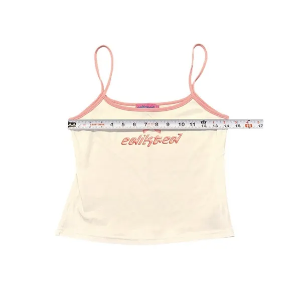 Edikted White Camisole Tank Top With Pink Trim Pink Bow Cropped‎ Size M NWOT - Image 2