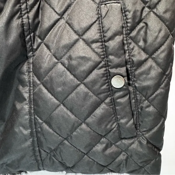 Reversible Vest Leopard Faux Fur Quilted Black with Fur Trim Vintage Y2K Mobwife - Image 8