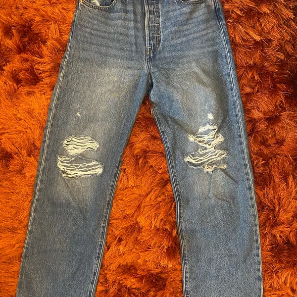 Levi's Blue Distressed Wide-Leg Jeans - Image 5