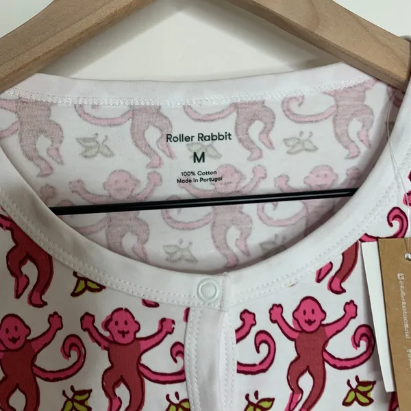Roller Rabbit Monkey Pajama Top Pink Womens Medium New - Image 11