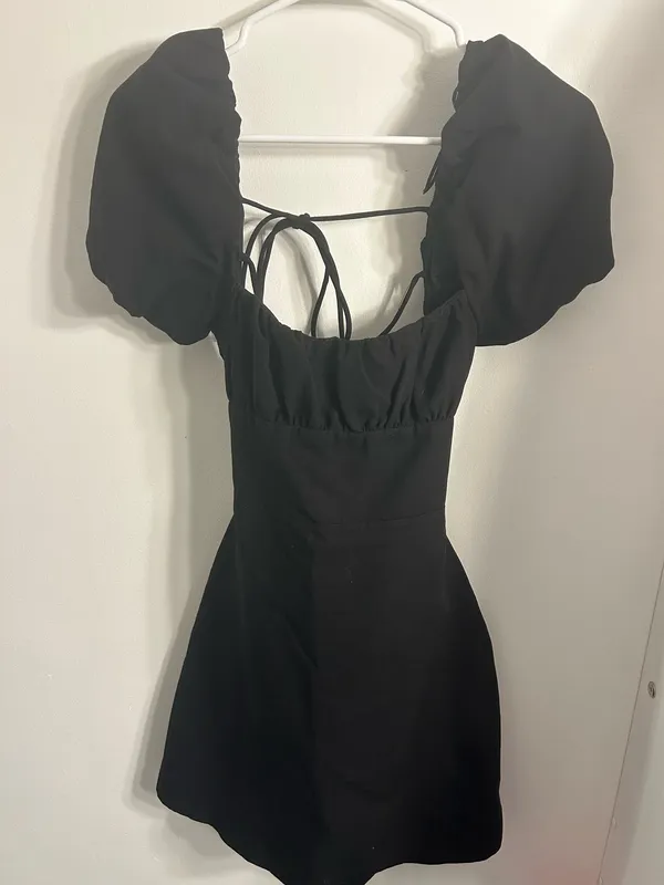 Zara Black Puff Sleeve Mini Dress - Image 4