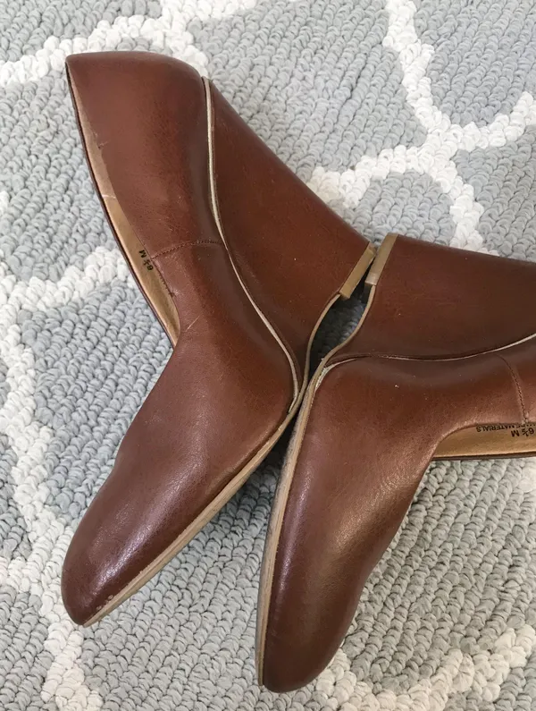 MIA closed Toe Brown Leather Wedge High Heel - Image 2