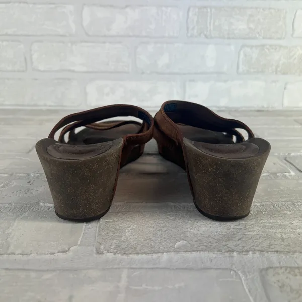 Teva Sandals Ysidro Slides Womens 8 Brown Slip On Wedge Cork Heel Casual 1015118 - Image 3