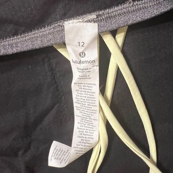 Lululemon Free To Be Bra *High Neck Heathered Black / Lemon Ice Size 12 - Image 5