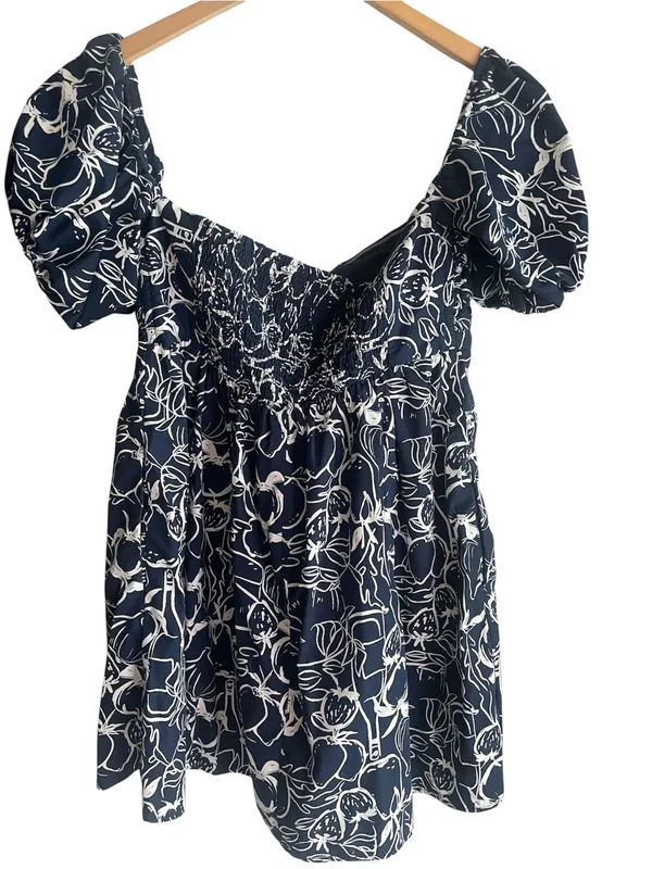 Abercrombie & Fitch Emerson Off-The-Shoulder Skort Navy Pattern - Image 5