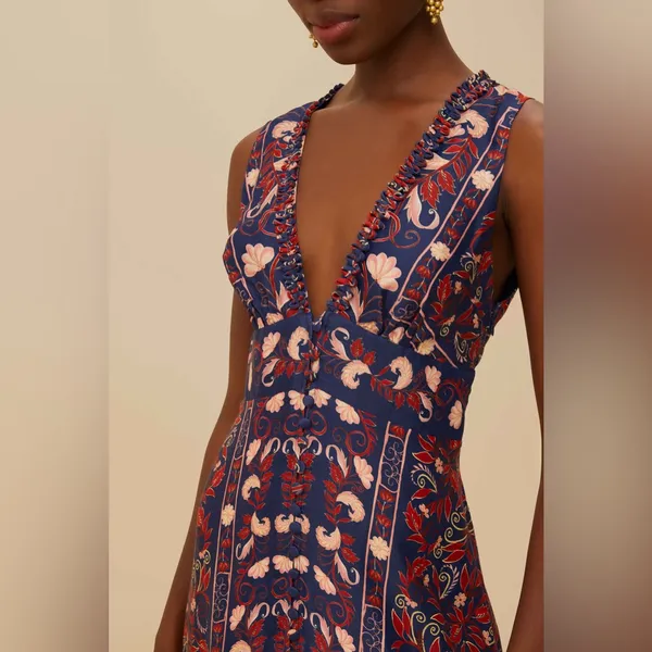 FARM Rio Boho Floral Scarf Print Sleeveless Midi Dress , Size Small, $260 - Image 4