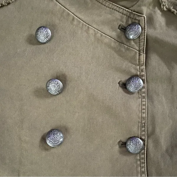 Free People Peplum Military Olive Green Ruffled Hem Double Breasted Jacket XS - Image 9